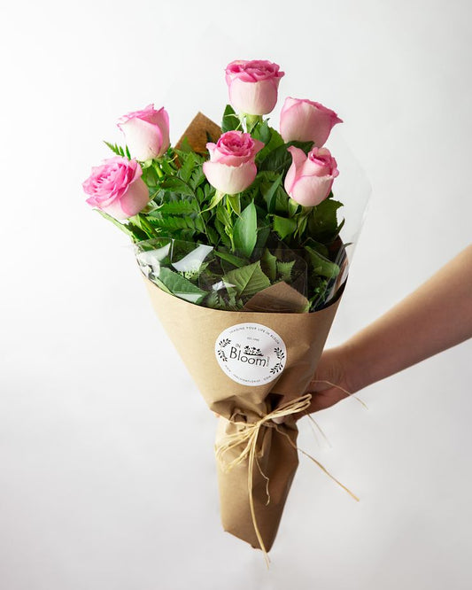 Half Dozen Pink Roses bouquet