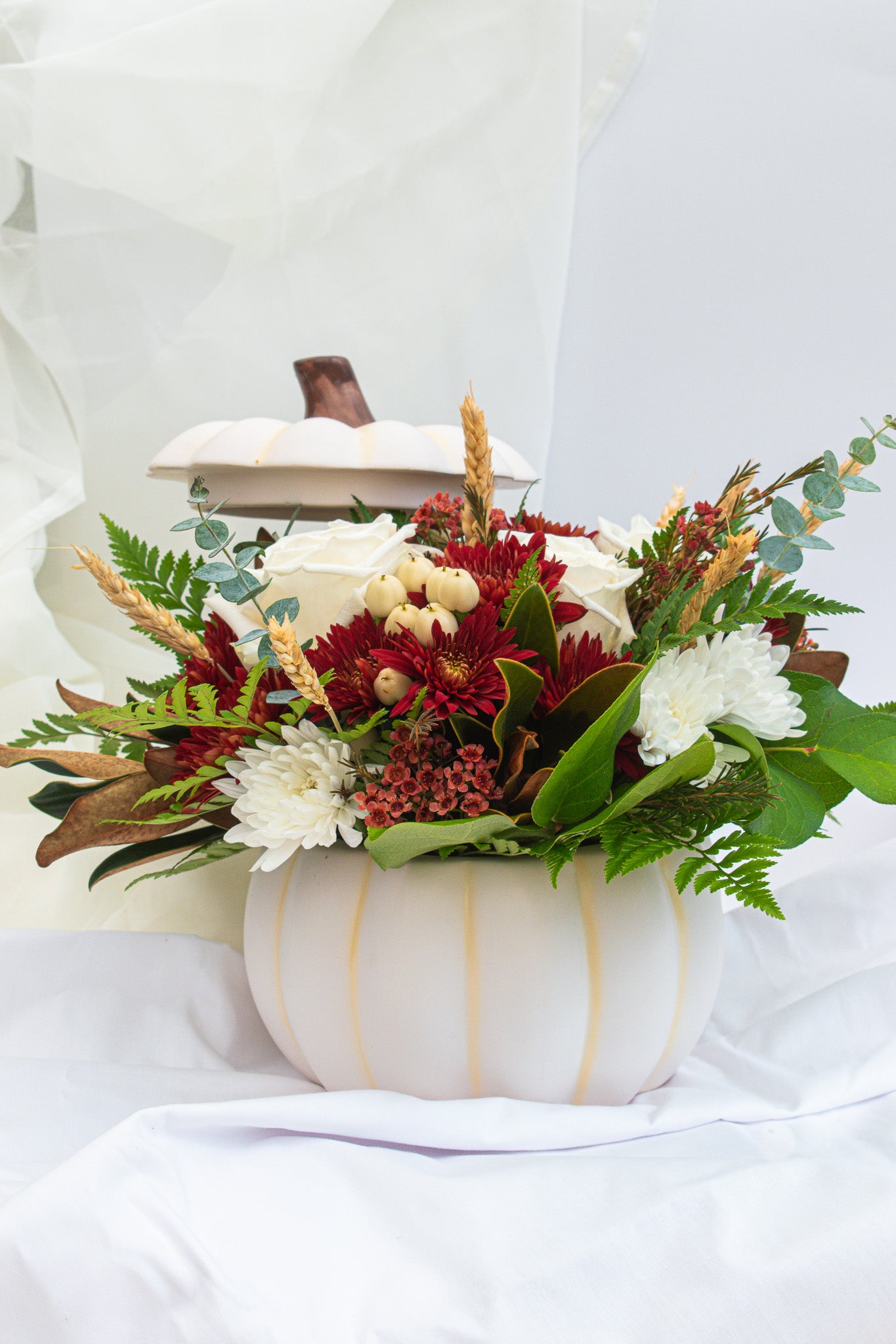 Pumpkin flower arrangement & Thanksgiving centerpiece