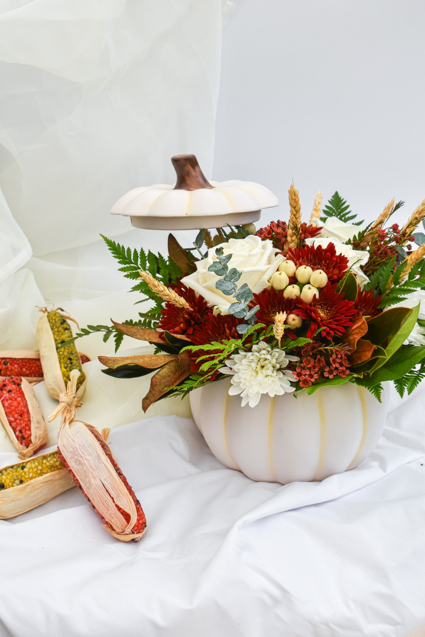 Pumpkin flower arrangement & Thanksgiving centerpiece