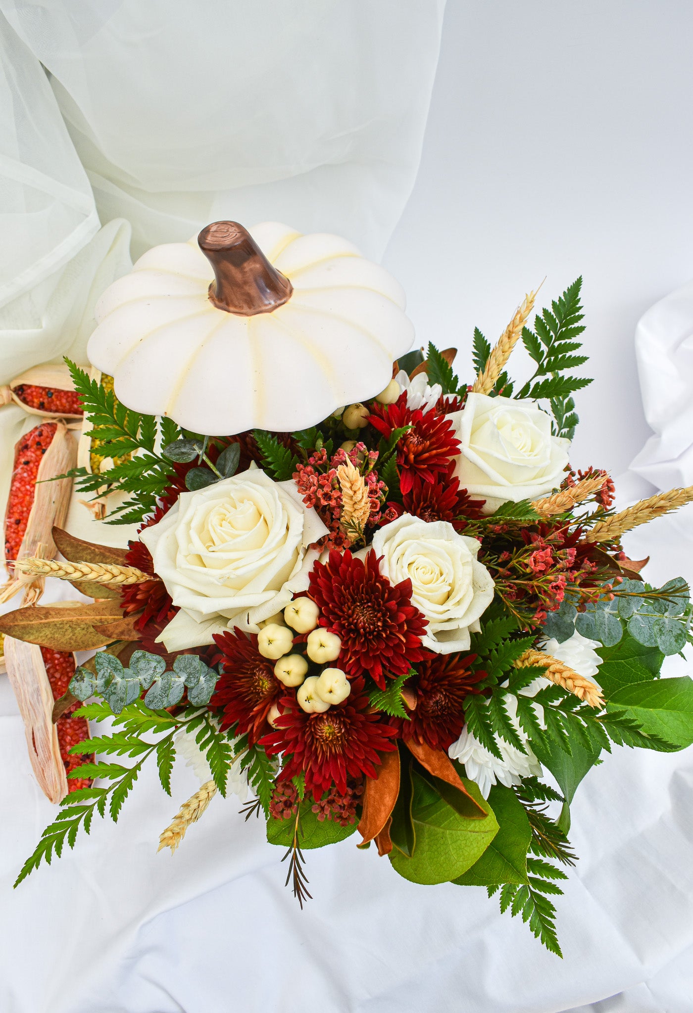 Pumpkin flower arrangement & Thanksgiving centerpiece