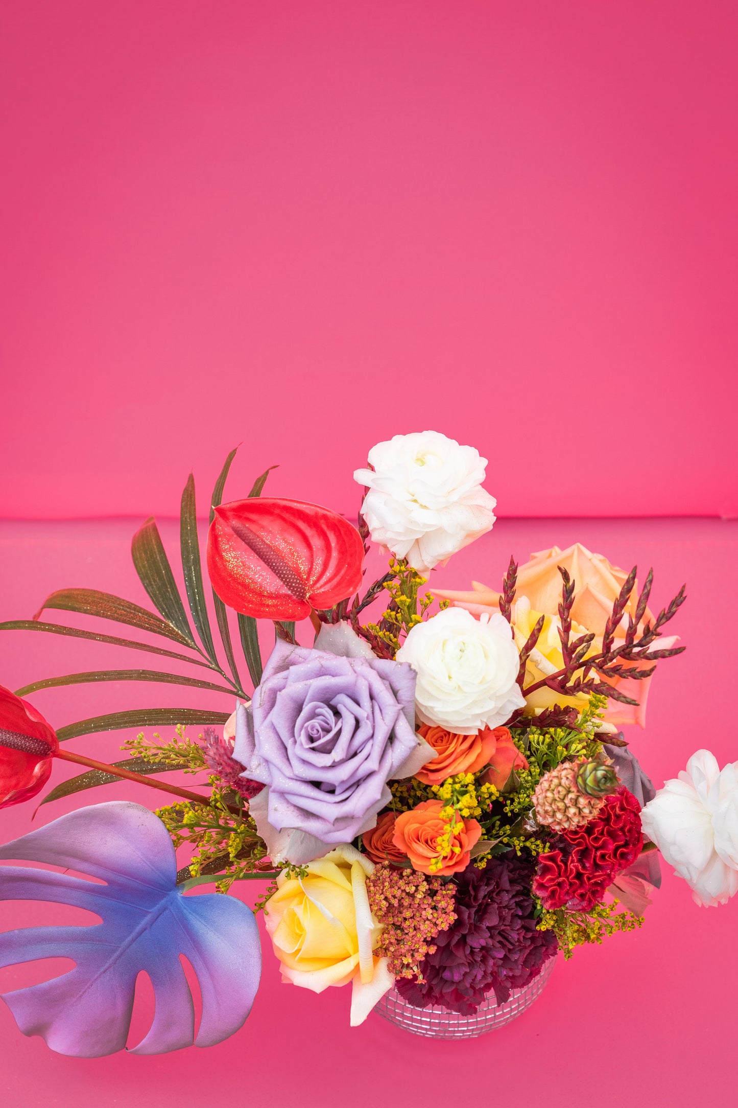 "The Dancing Queen" flower arrangement in a disco ball vase