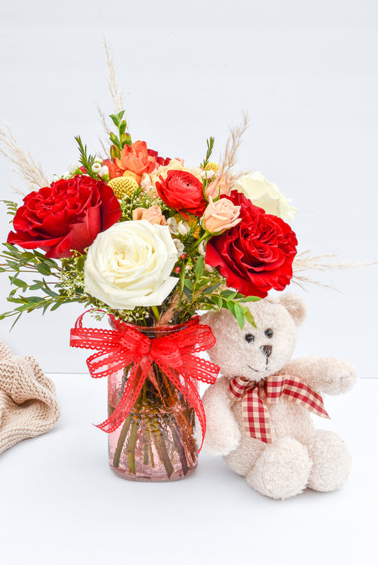 "Forever Romance" floral arrangement in the jar