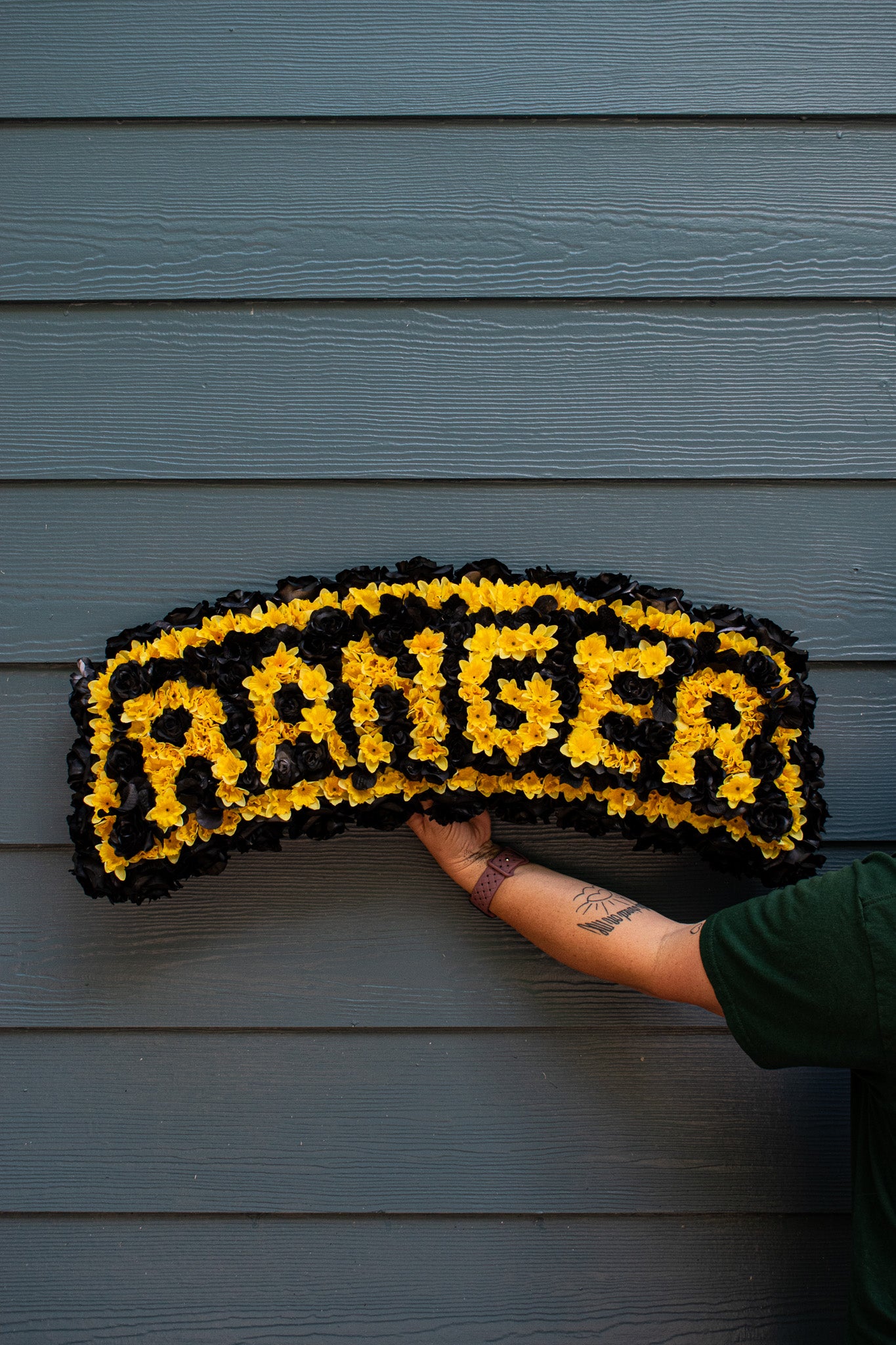 Ranger funeral badge silk flower 24" - 30"