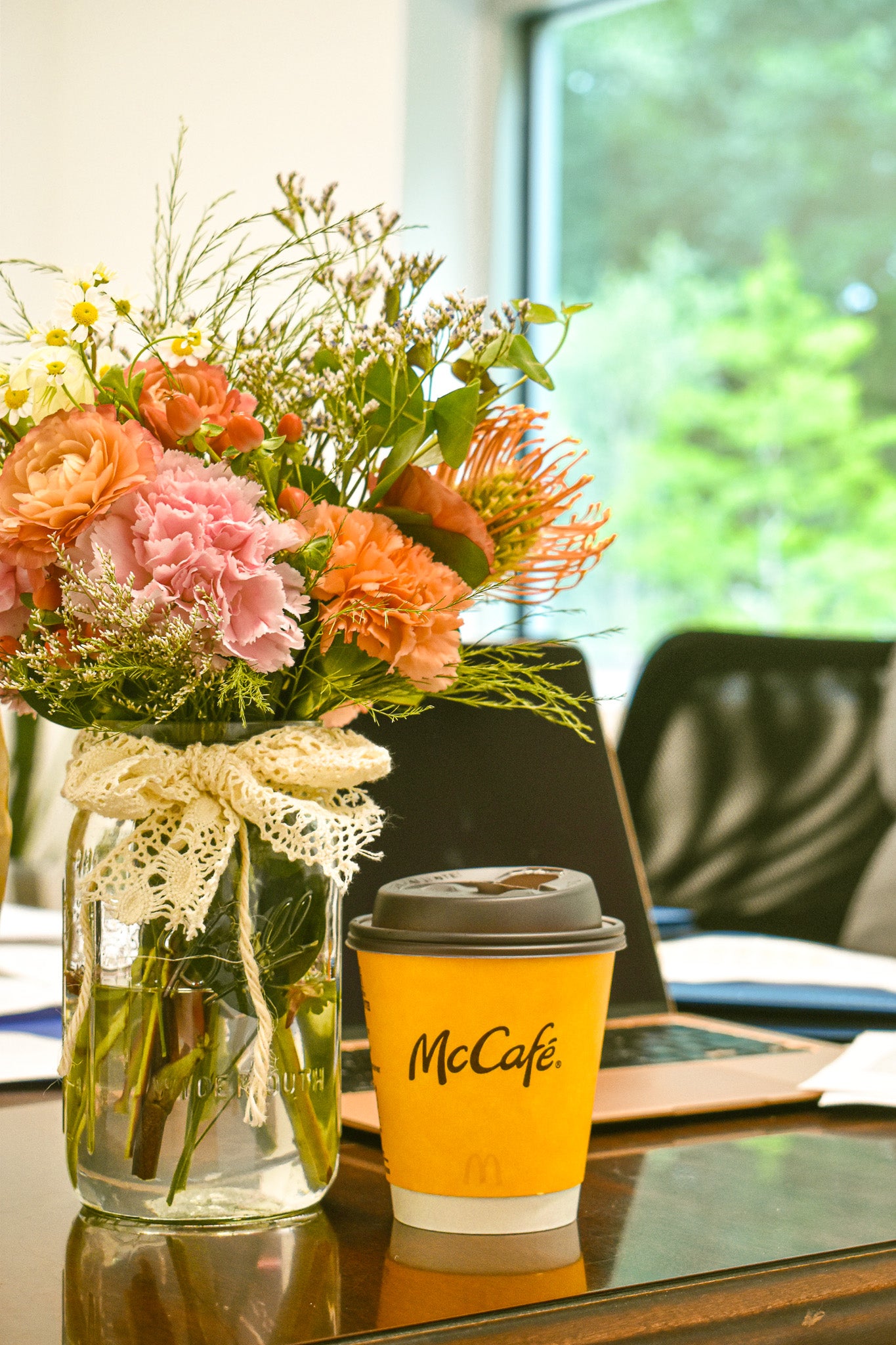 "You got this" flower arrangement in the jar