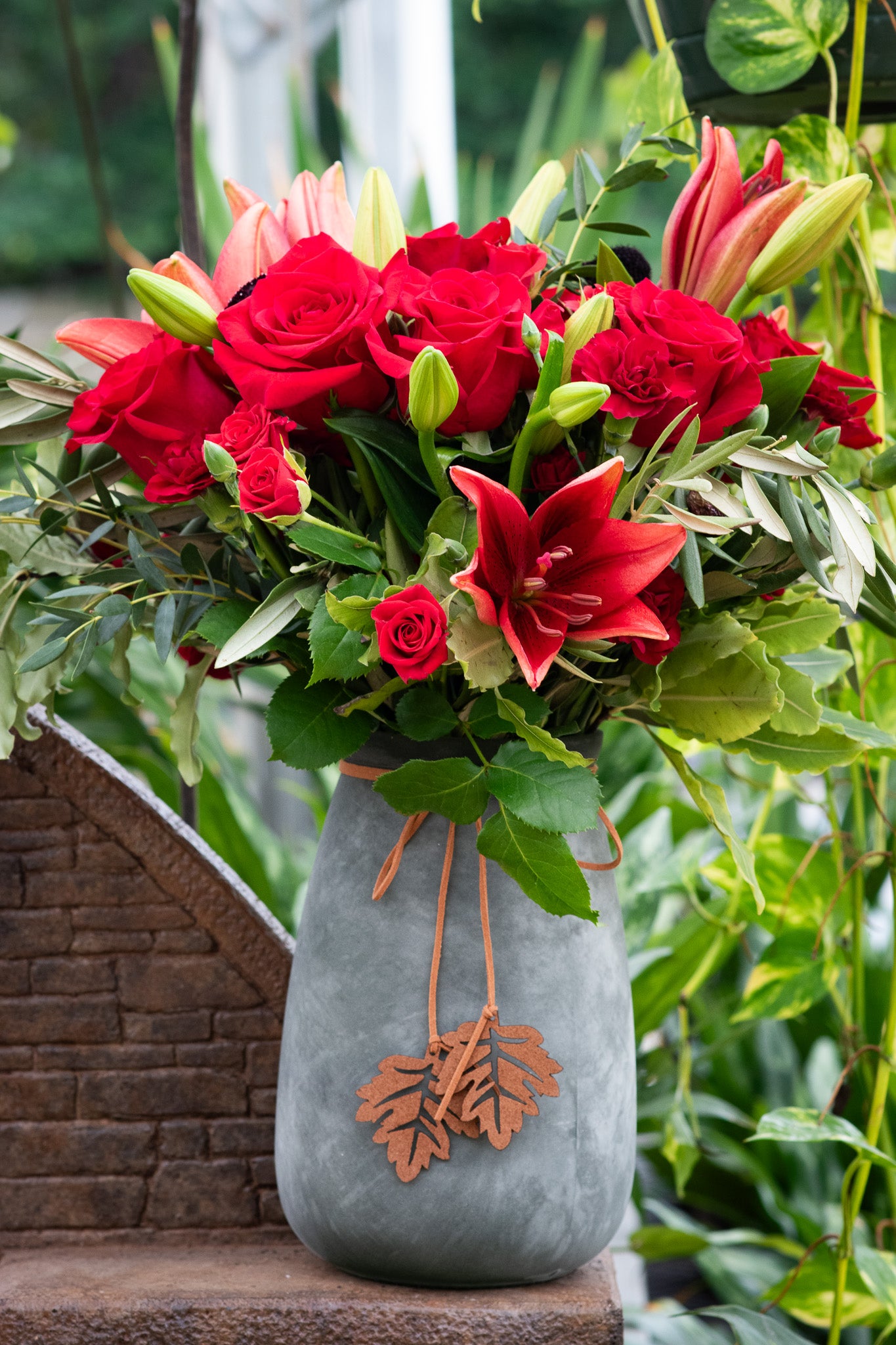 "Crimson Suede" flower arrangement