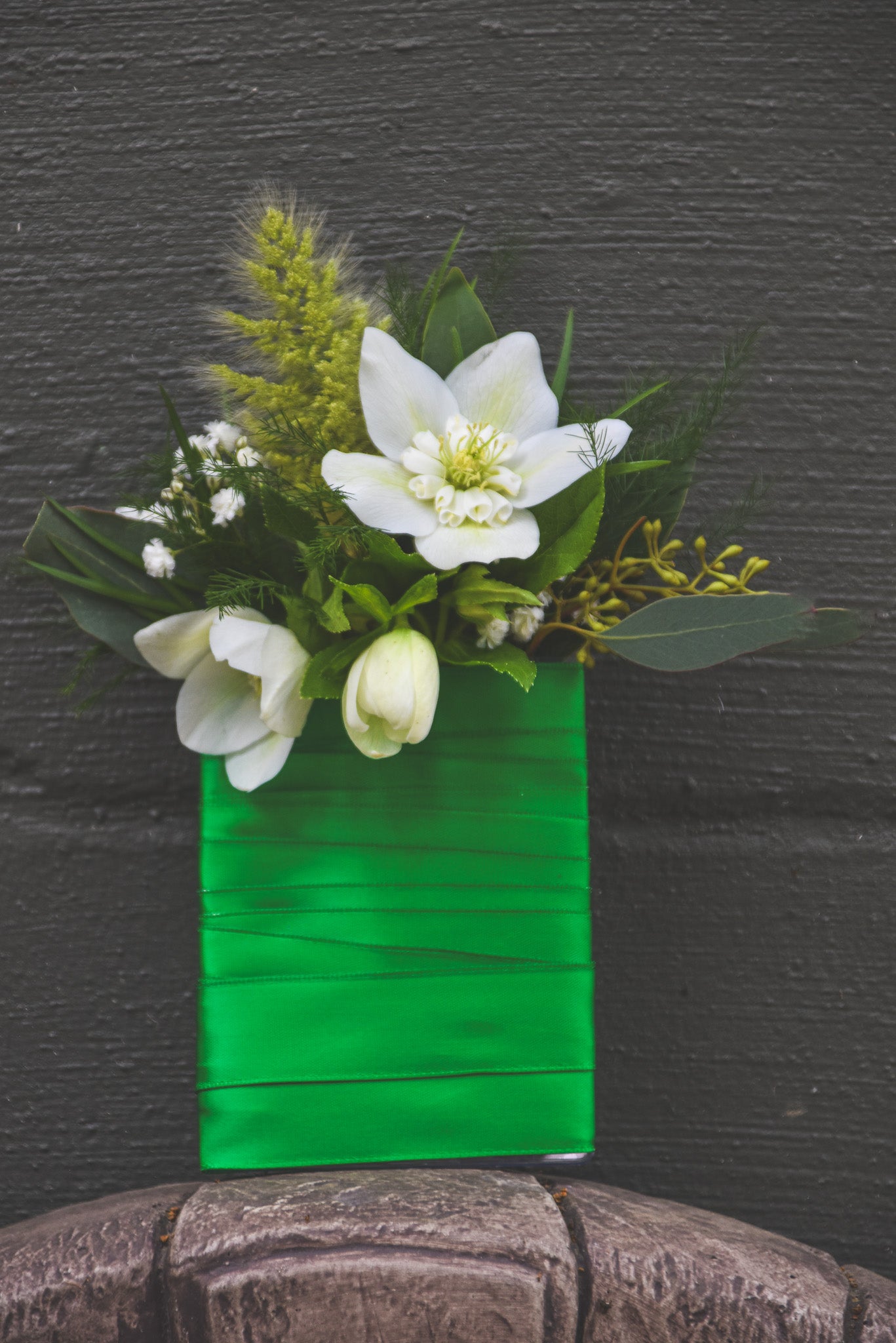 Green & White Pocket Boutonniere