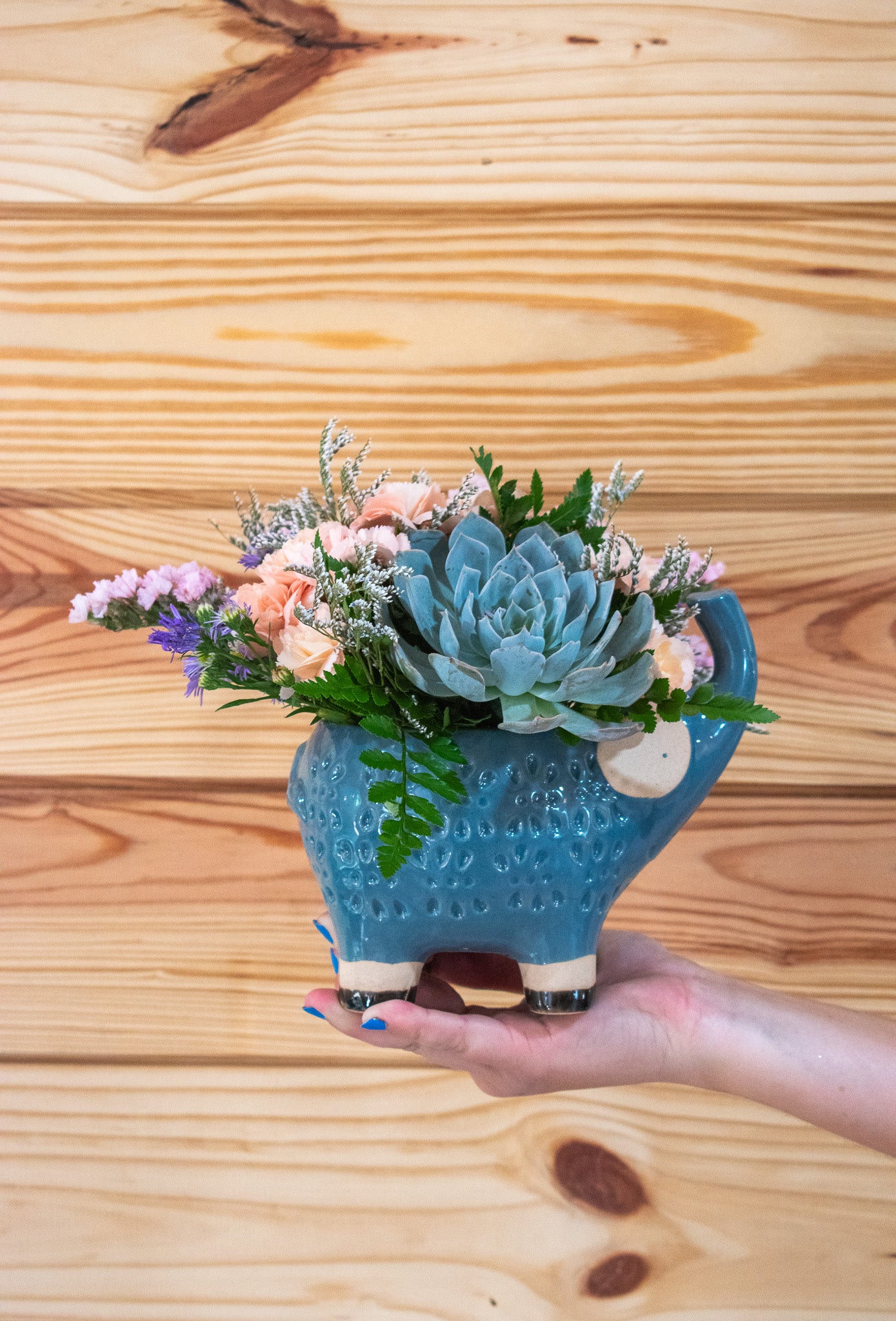 "Horton Hears A Who!" floral arrangement in the elephant planter