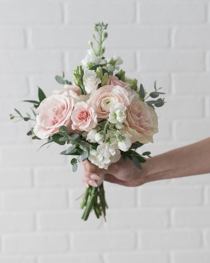 Pale pink roses hand tied prom bouquet