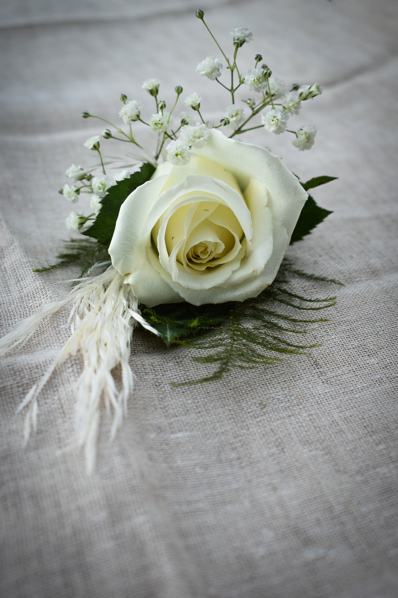 Classic White Rose Boutonnière