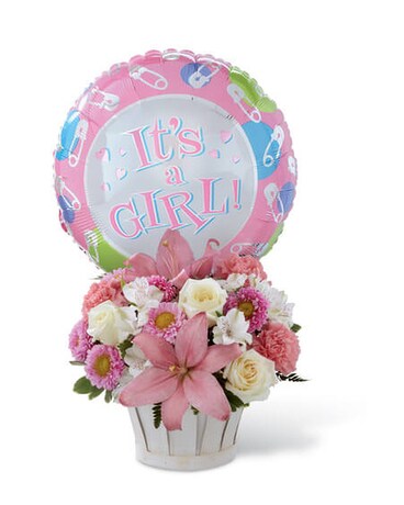 Sweet baby girl basket arrangement